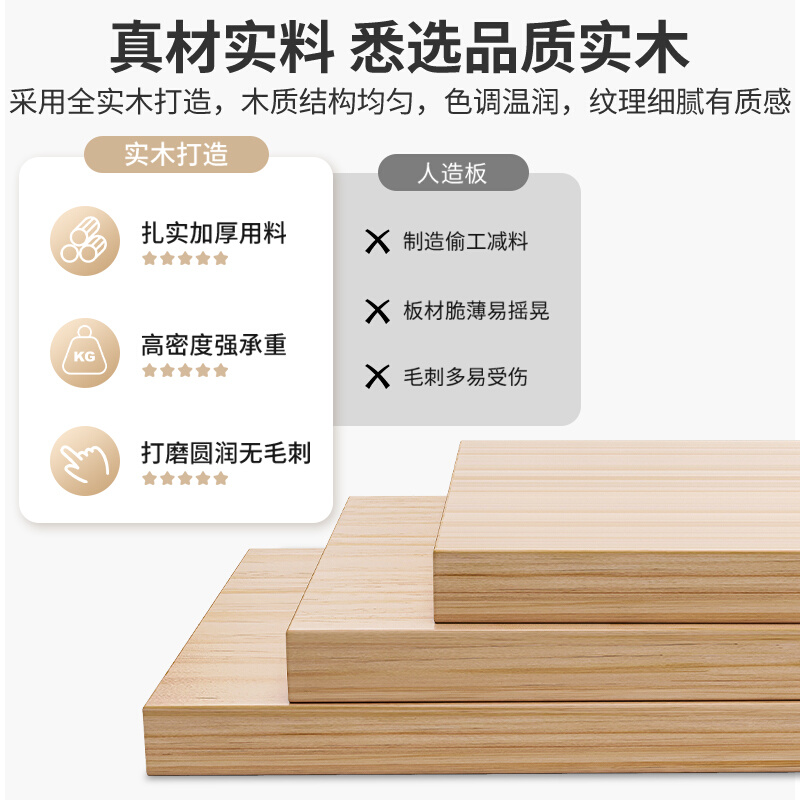 定制实木桌面板原木板材吧台飘窗台餐桌木板片衣柜分层隔板置物架 - 图0