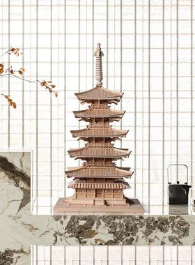 中式仿古建筑模型成品装饰摆件酒店大堂售楼处会客厅玄关软装摆设