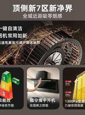 半球顶侧双吸油烟机变频家用大吸力低噪音挥手智控自动清洗抽烟机
