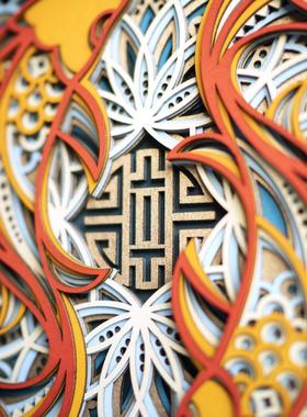 梯木叠雕招财锦鲤客厅玄关电视柜酒柜装饰摆件乔迁新居礼品开业礼