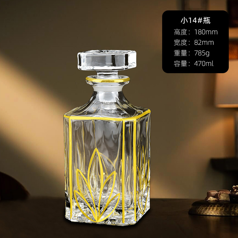ขวดไวน์แก้วสีทองเพ้นท์มือ ขายดีข้ามพรมแดนจากสาธารณรัฐเช็ก ขวดไวน์ระดับไฮเอนด์สำหรับใช้ในครัวเรือน แบรนด์ดังในโลกออนไลน์ ขวดวิสกี้ ขวดไวน์