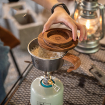 Kerman Snow Pull Cup Lid S-MG Outdoor Camping Black Walnuts Wood Bowl Cover Universal Picnic Anti-Burn Solid Wood Mat