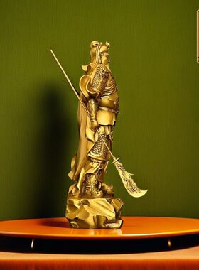 金色提刀武财神关公摆件招财