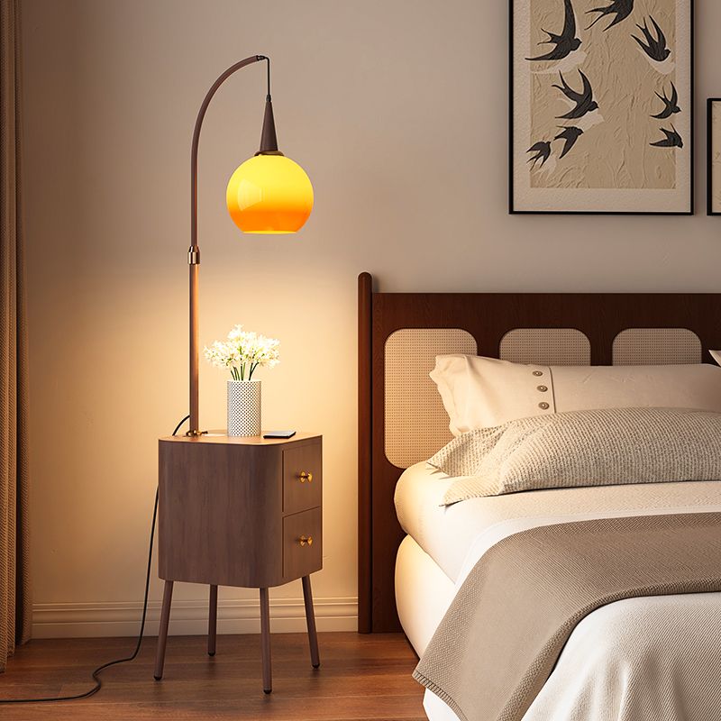 中古风落地灯客厅卧室床头柜氛围沙发旁边置物架法式复古台灯一体 - 图1