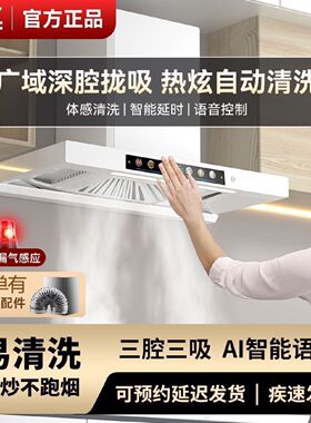 新飞白色油烟机小户型油烟机家用大吸力抽风机厨房烟机轻音油烟机