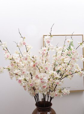 塑料仿真樱花批发 家居室内绢布装饰假花摆件 中式婚庆樱花仿真花