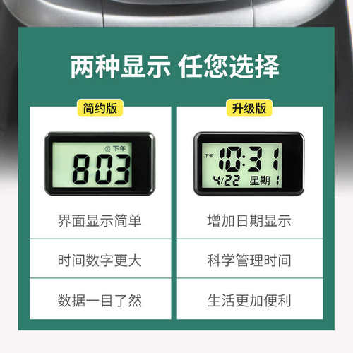 电动车用数显钟表夜光电动自行车防水时钟LCD车载粘贴式电子钟表 - 图2