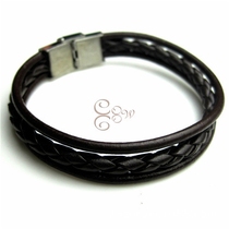 New items Jewelry Consignment Men Weave Retro Cow Leather Bracelet Han Version Punk Triple Layer Leather Bracelet WBC-008