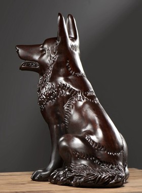 黑檀木雕狗摆件实木质犬十二生肖狗家居客厅创意装饰红木工艺礼品