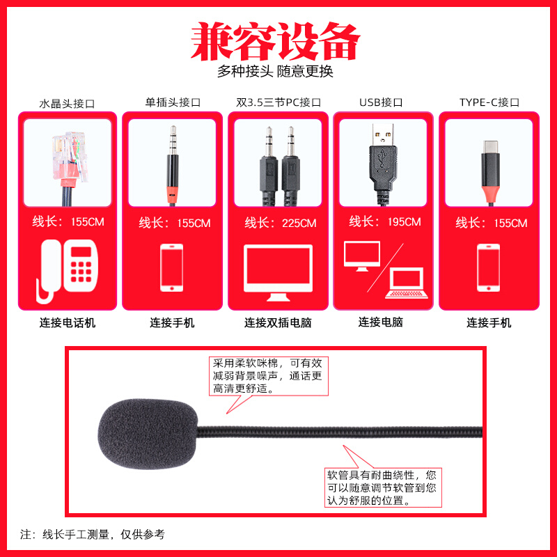 杭普VT200D话务员专用耳机客服耳麦电话座机手机电脑降噪头戴式-图2