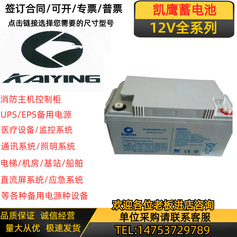 KAIYING蓄电池6FM14KS100-12 12V7AH17AH24AH38AH65AH直流屏 - 图0