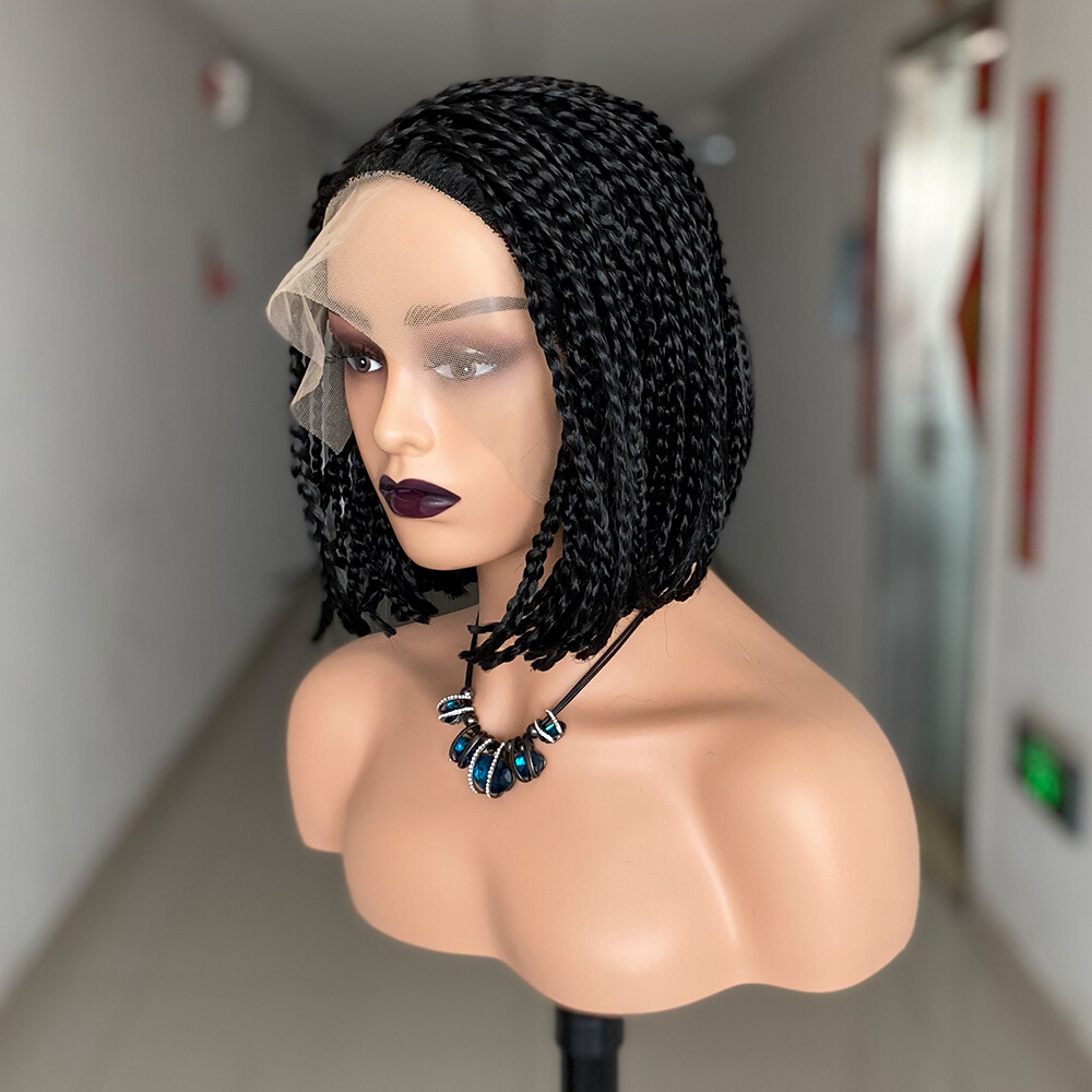 Lace Frontal Box Braid Wig Short Bob Braided Wigs Side Part - 图1