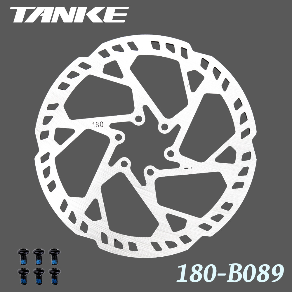 Tanke ดิสก์เบรกจักรยาน ขนาด 180 มม. ดิสก์เบรกสเตนเลส สำหรับจักรยานเสือหมอบและเสือภูเขา พร้อมแผ่นผ้าเบรกและน็อตยึด