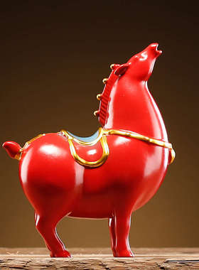 中式创意唐马陶瓷摆件送礼工艺品马到成功办公室桌面客厅书房装饰