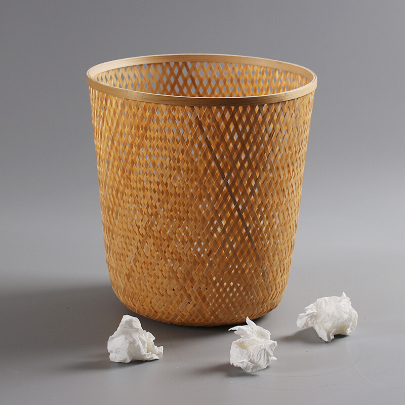 手工竹编纸篓特色工艺品画卷收纳筐竹簸箕竹篓家用竹筐_虎窝淘