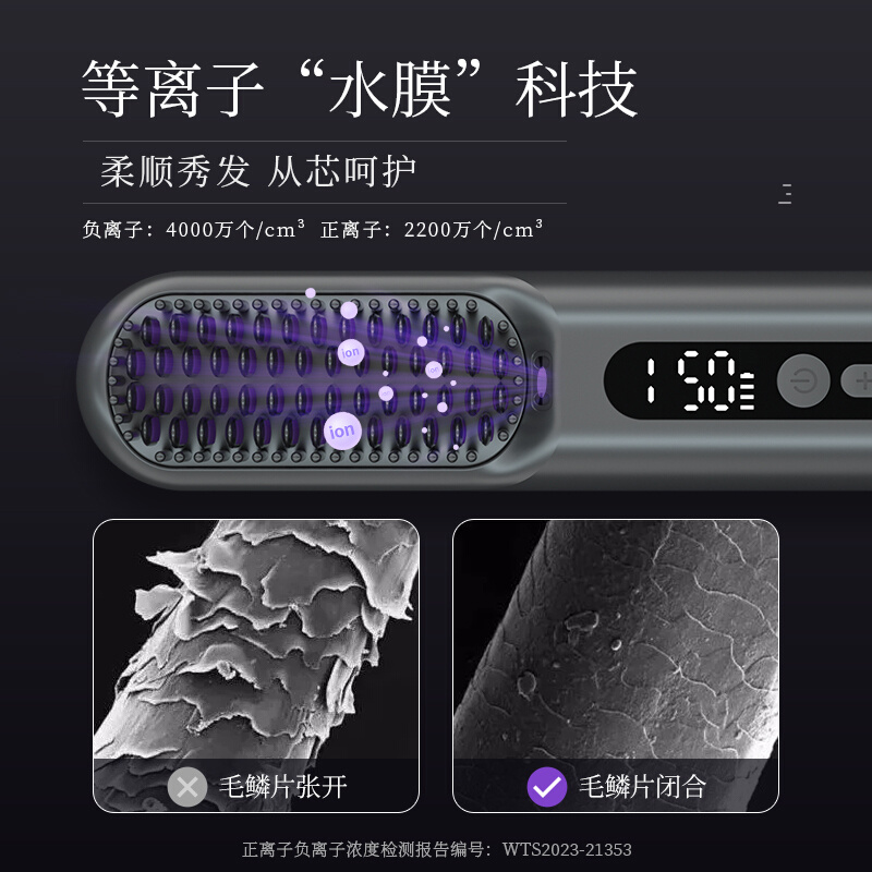 Lowra rouge罗拉无线直发梳负离子小型usb充电热梳直板夹持久定型 - 图2