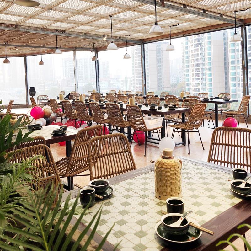 户外休闲铁艺藤椅阳台休闲餐椅子个性餐厅椅商用民宿藤编桌椅简约 - 图1