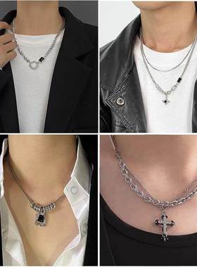 男童街舞潮酷儿童古巴项链小男孩装饰嘻哈时尚穿搭配饰锁骨链女童