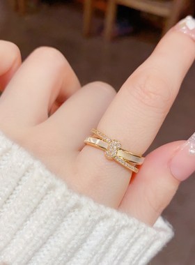 韩式简约轻奢小气质众贝壳设计戒开口食指波浪双层女时尚戒指甜美