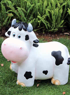 花园装饰 庭院户外幼儿园艺动物摆件树脂工艺品卡通奶牛雕塑 摆件