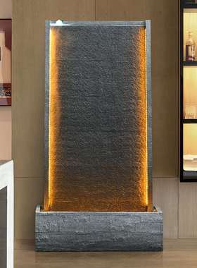 简约水幕墙流水屏风摆件招财鱼池假山造景公司庭院循环水落地装饰