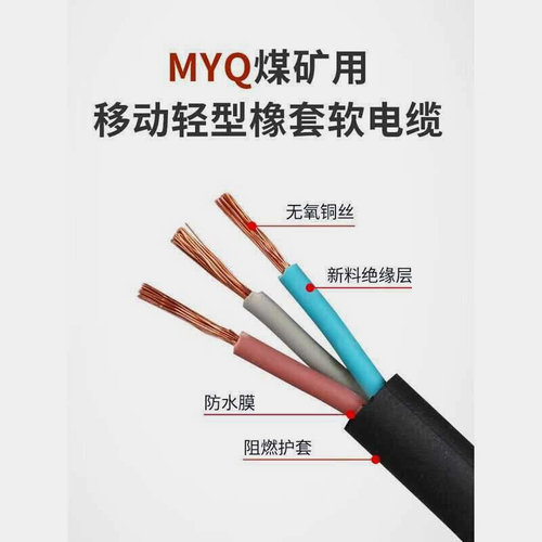 MYQ0.3/0.5KV煤矿用轻型阻燃橡套防爆国标矿缆1平方1.5/2.5软电缆-图2