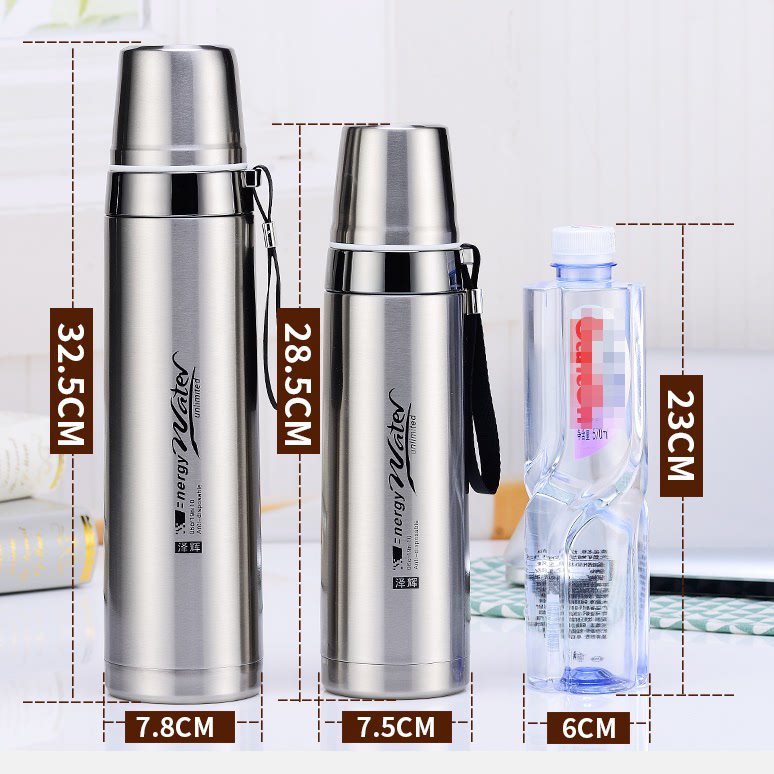 泽辉大容量304不锈钢保温杯子男女学生便携提绳双盖茶水车载户外 - 图1