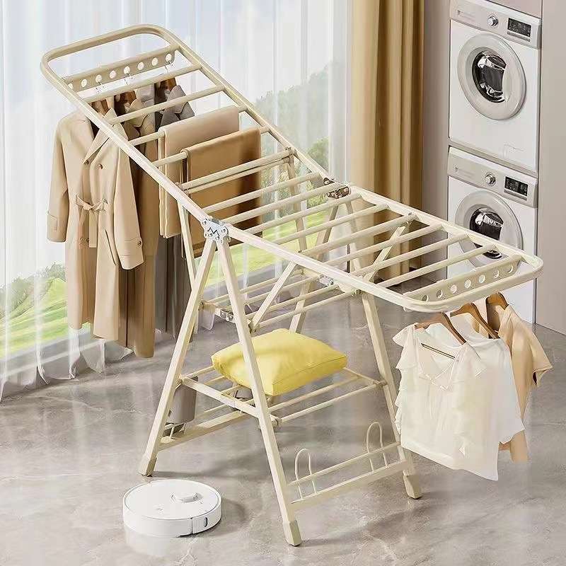 折叠晾衣架落地家用挂衣架卧室移动晒被子架可神器衣服晾晒置物架 - 图0