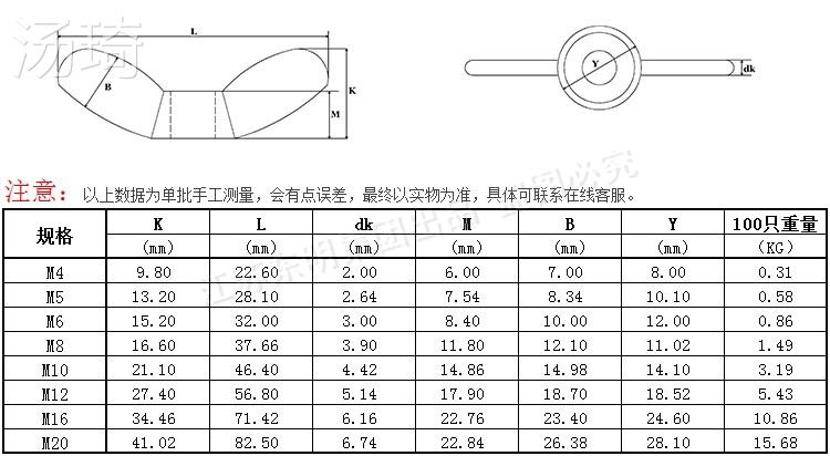 304/316不锈钢蝶形螺母m4m6m8m10m12m16m20蝴蝶元宝手拧螺帽