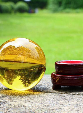 黄色水晶球透明玻璃球玄关隔断客厅卧室家居装饰办公室桌面摆件