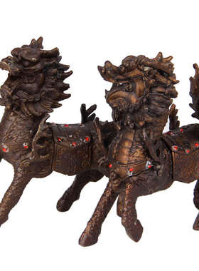 紫铜色铜火麒麟摆件铜钻石麒麟铜麒麟家居客厅装饰摆件