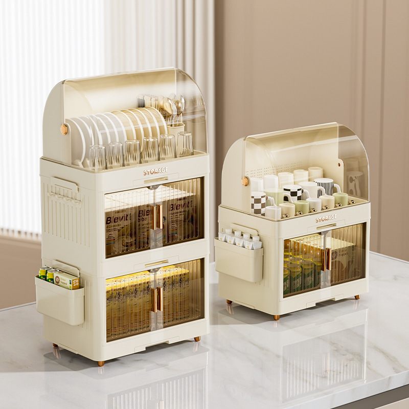 厨房碗架碗筷收纳盒家用带盖放餐具装碗箱碟盘沥水置物架塑料碗柜 - 图2