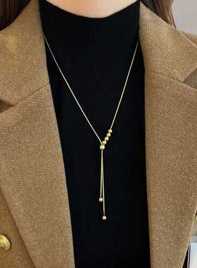 钛钢秋冬毛衣项链高级感轻奢小众时尚长款毛衣链百搭女款2025新款