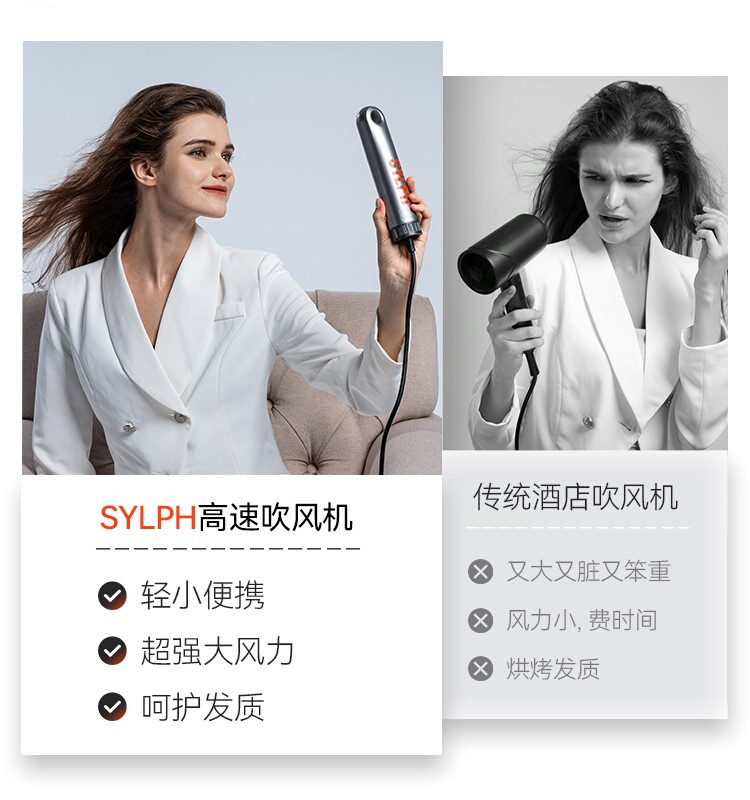 SYLPH仙如吹风机旅行便携式电吹你小型高速负离子保养护发风筒迷 - 图2