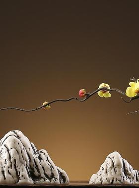 创意小山假山摆件陶瓷鱼缸造景装饰禅意家居客厅玄关摆设工艺品