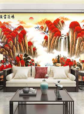 2026新款自粘画新年贴画山水画客厅装饰画电视背景墙壁纸自粘背胶