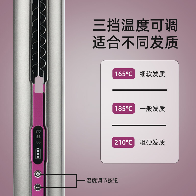 Wireless Hair Curler Straightener USB无线卷发棒直发器夹板-图1