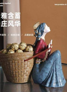 创意人物玄关钥匙收纳摆件家居饰品门口进门茶几装饰品客厅工艺品