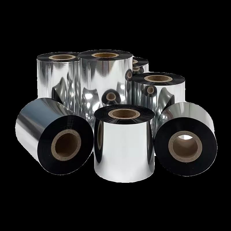 Mixed wax-based ribbon roll 110X300m barcode printer self-adhesive label paper matte silver paper resin ribbon
