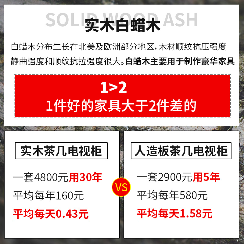 北欧实木茶几电视柜组合现代简约小户型客厅伸缩胡桃木色茶几茶桌