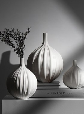 新品 简约创意素雅陶瓷花瓶摆件干花插花器新中式客厅高级感家居