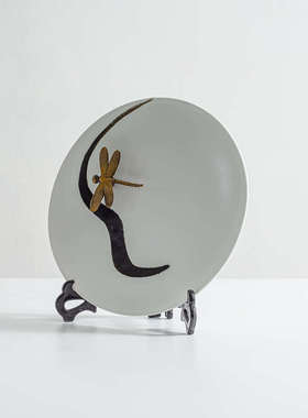 新中式陶瓷玄关盘摆件样板间书房书架书柜软装饰品茶室博古架摆设