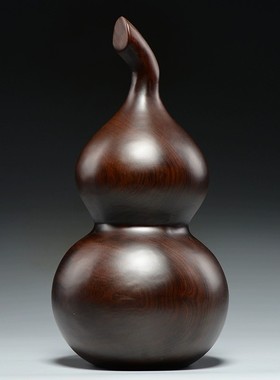 黑檀木雕刻葫芦摆件 红木家居装饰摆设 黑檀如意葫芦工艺品 客厅