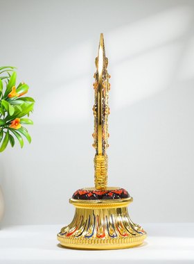 法轮藏传密宗用品珐琅彩绘转法金轮王七政宝家用佛前摆件供修供具