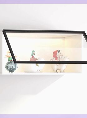北欧展示柜玻璃手办壁柜模型吊柜上翻门壁挂密封柜墙上玩具柜