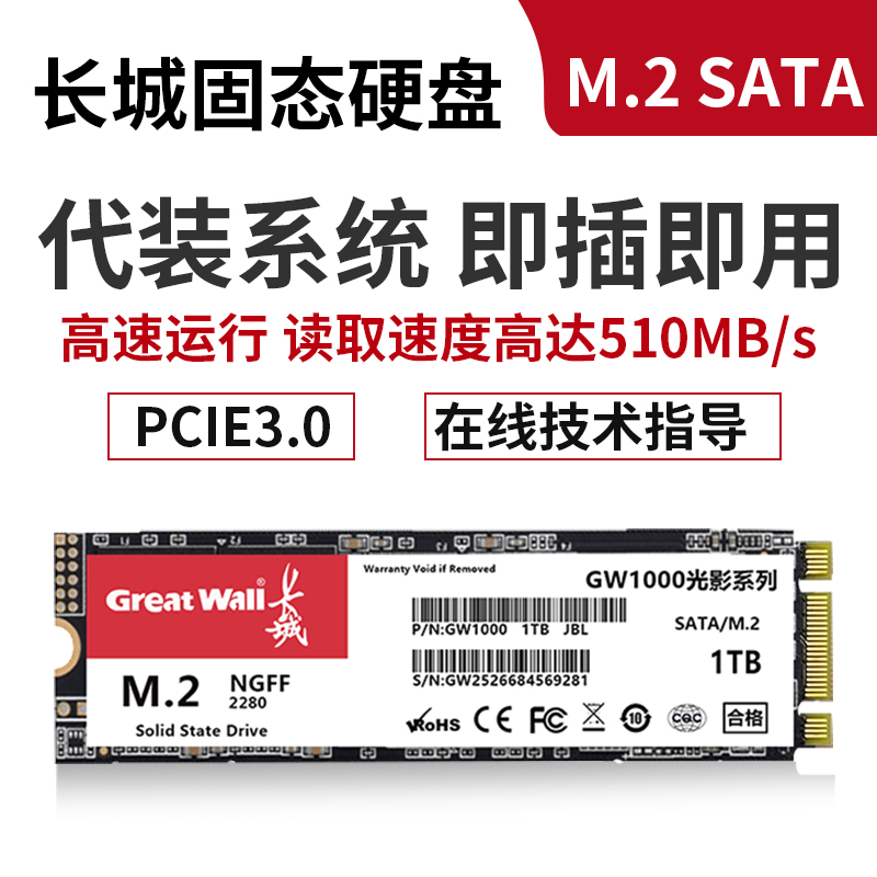 M2接口SATA协议固态硬盘高速1TSSD台式机笔记本电脑GW1000 - 图1