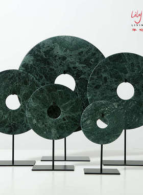 简约创意玉璧新中式摆件饰品家居摆设现代玄关超值软装搭配样板房