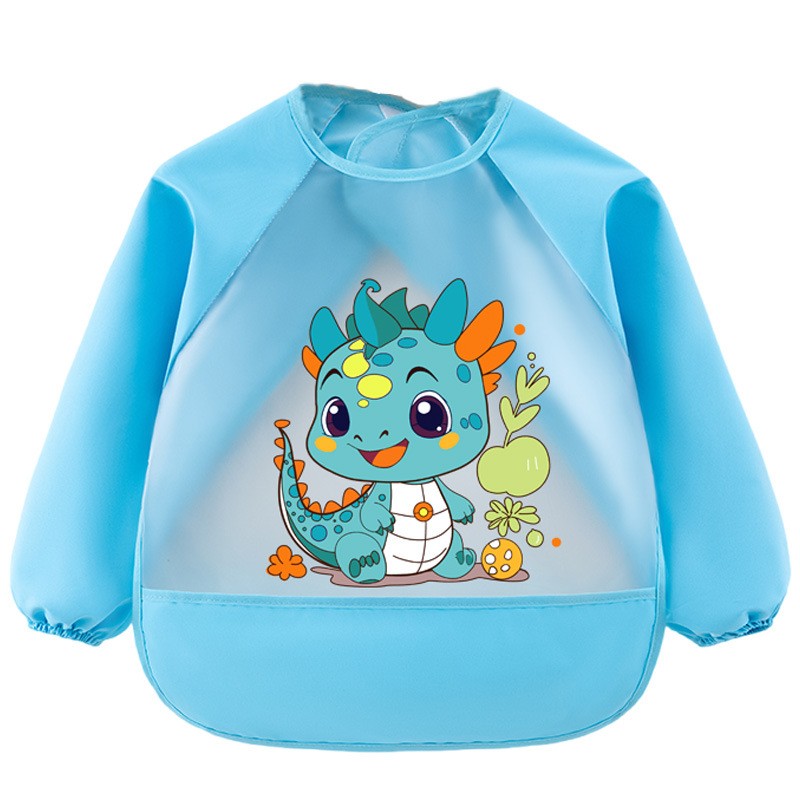 Children's smock, baby baby eating bib, waterproof child protective clothing, long-sleeved apron, four-season rice pocket, reverse dressing