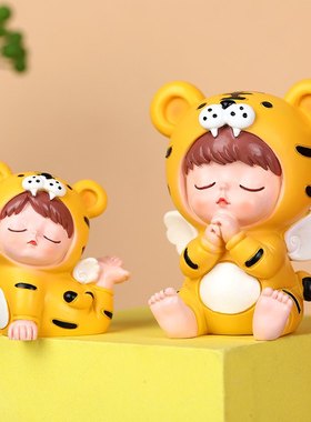 新品 网红老虎家居树脂摆件2021新款创意可爱新年礼物家居客厅卧