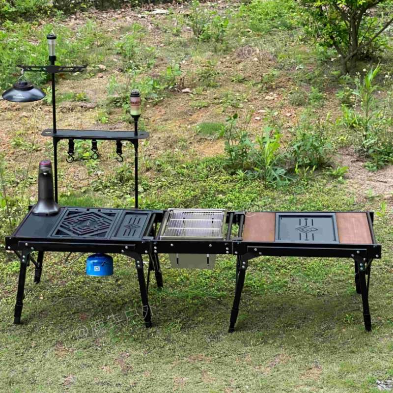 Luben outdoor equipment camping IGT multi-function table lift folding table picnic tea two-unit combination set